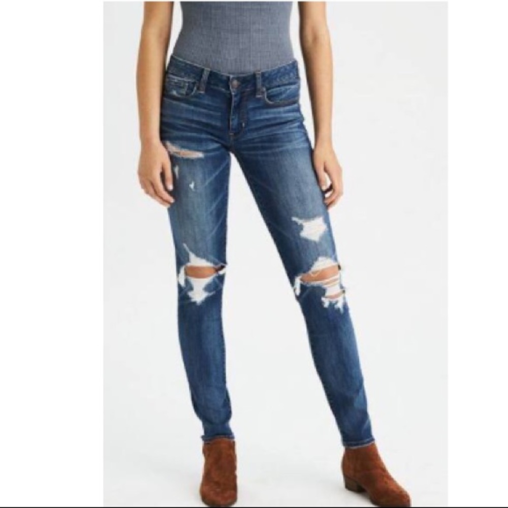 American Eagle AEO Destroyed Stretch Skinny Jeans